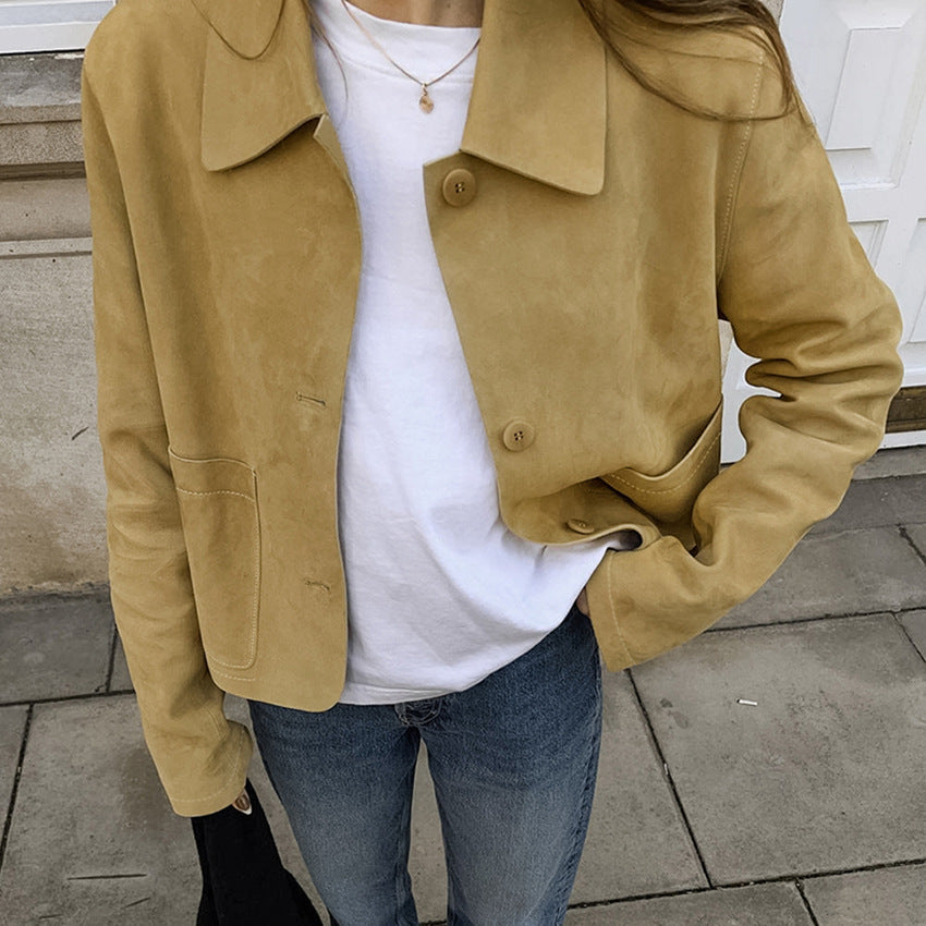 Damen Kurze Jacke mit eleganter Kragenlinie und praktischen Taschen Drune