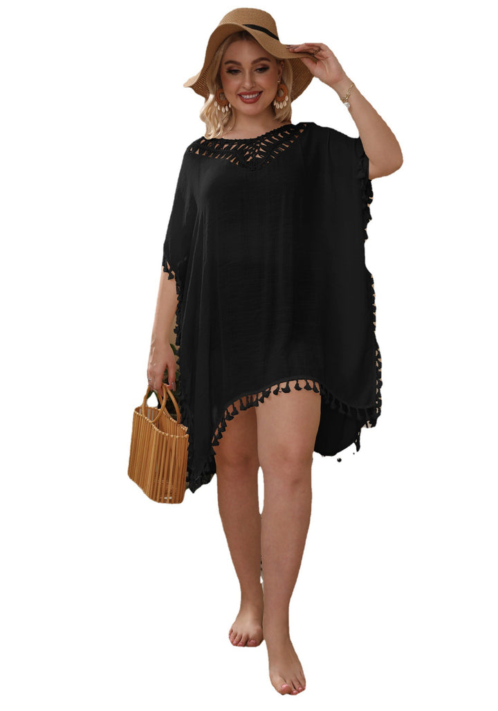 Damen luftiger Strand-Kaftan mit dekorativen Quasten Drune