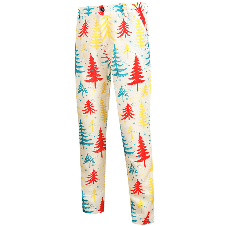 Herren Dreiteiliger Anzug mit festlichem Tannenbaum‑Print, tailliertes Sakko, Weste & Hose Drune