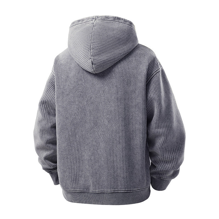 Herren Oversize-Waffelstruktur-Kapuzenjacke mit durchgehendem Reißverschluss Drune