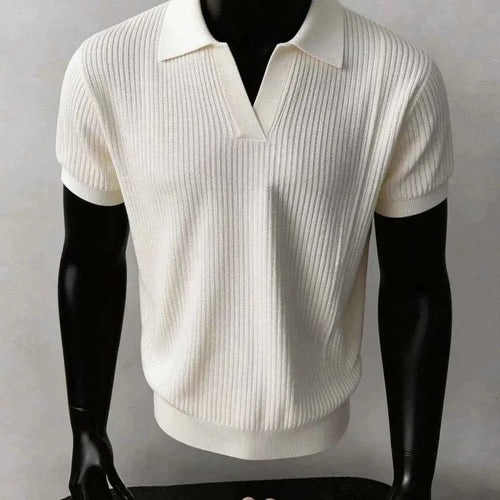 Herren Modisches Strickpoloshirt mit V-Ausschnitt Drune
