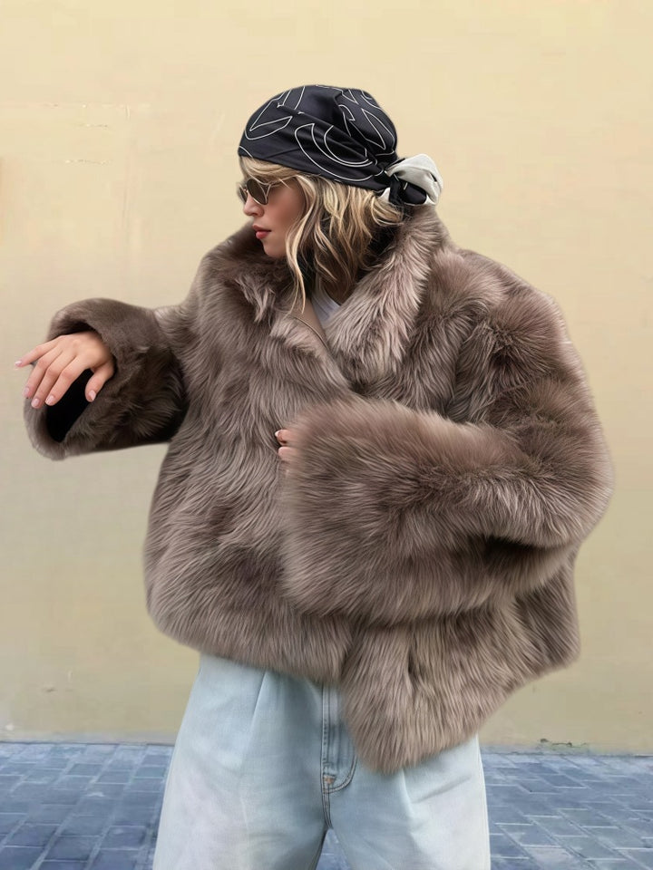 Damen Luxus Kunstpelzjacke Drune