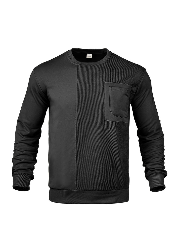 Herren Langärmeliges Struktur-Sweatshirt mit Brusttasche und Rippdetail Drune