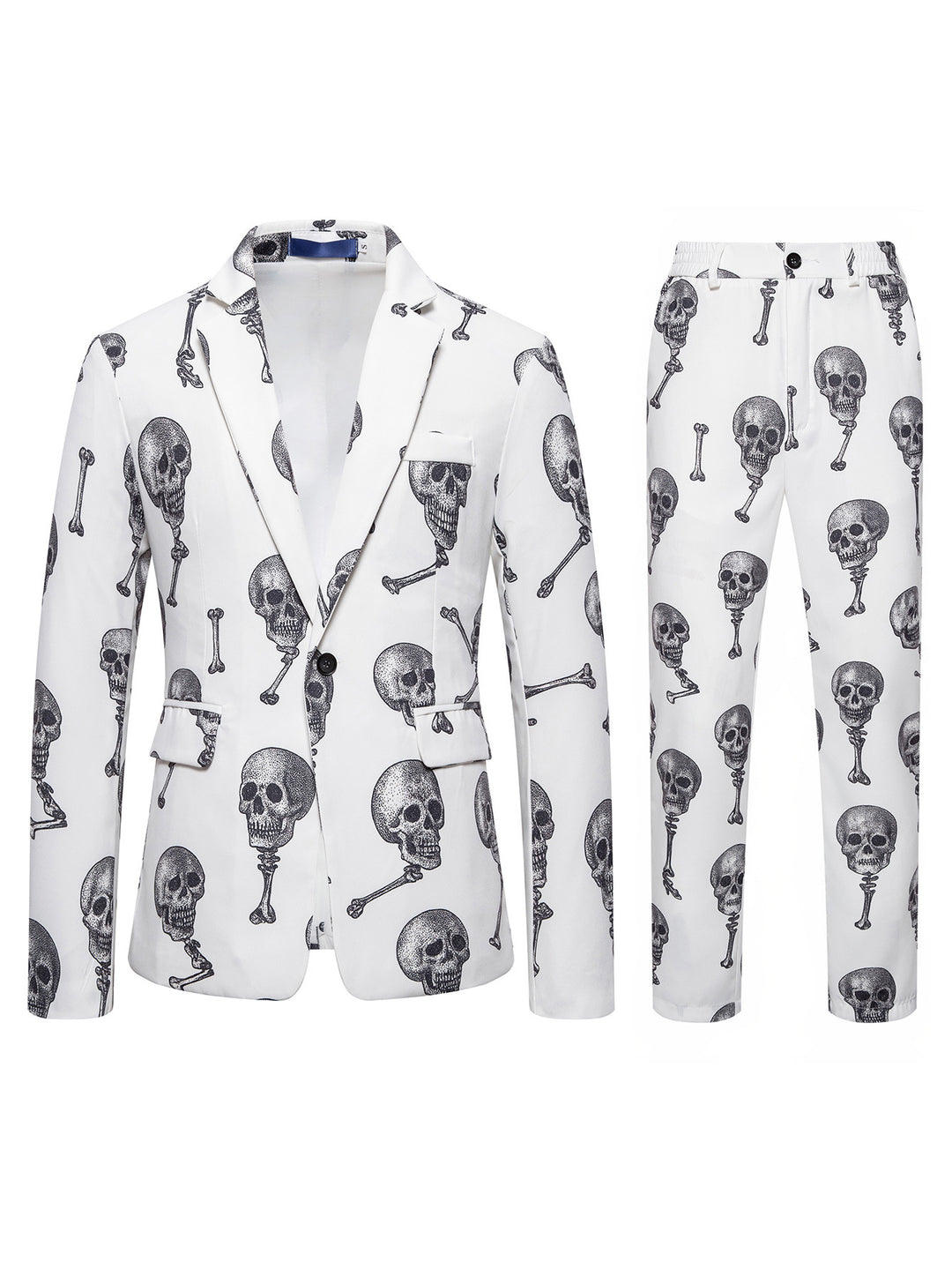 Herren Zweiteiliges Satin-Anzugsset mit grafischem Allover‑Print und schmaler Silhouette Drune
