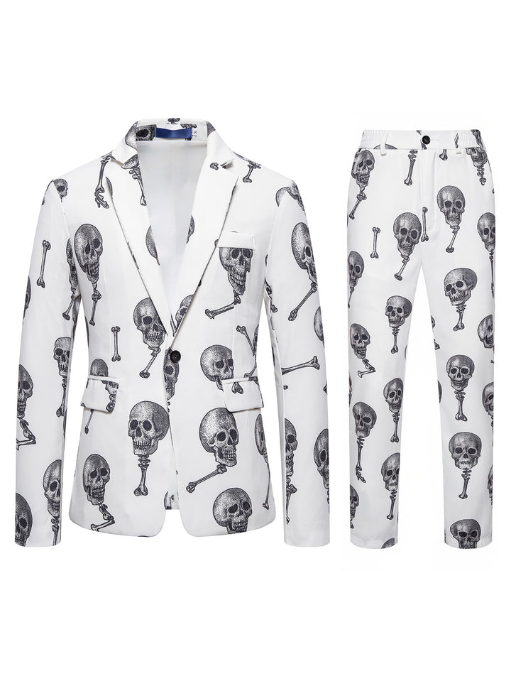 Herren Zweiteiliges Satin-Anzugsset mit grafischem Allover‑Print und schmaler Silhouette Drune