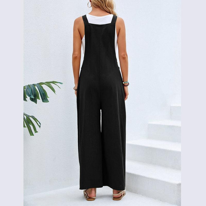 Damen trendiger Jumpsuit mit weitem Bein und verstellbaren Trägern Drune