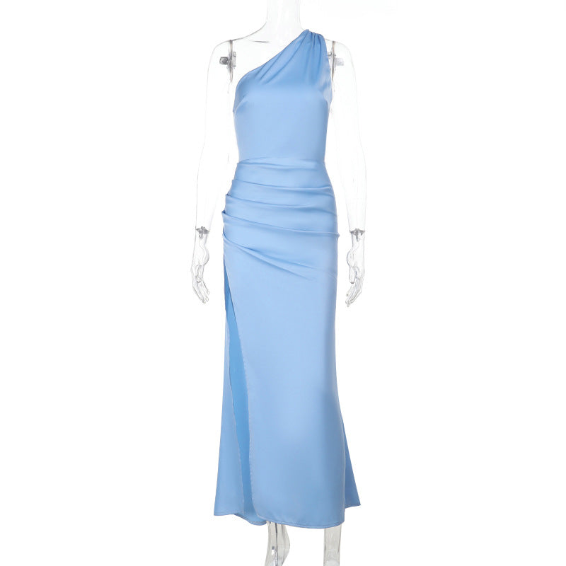 Damen Elegantes Maxikleid mit asymmetrischem Oberteil und geschmeidigem Schnitt Drune