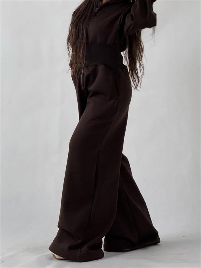 Damen Jumpsuit mit Kapuze und weitem Bein Drune