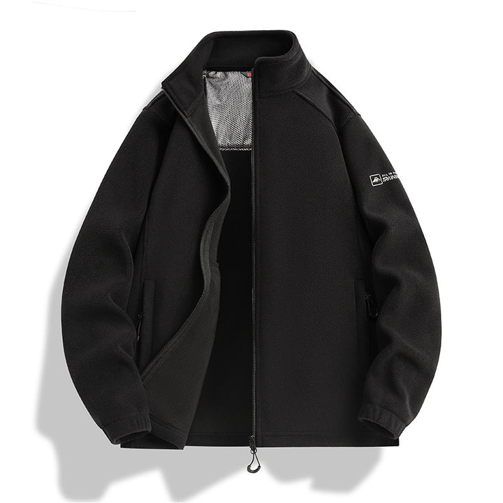 Herren Fleecejacke mit Stehkragen, Windabweisender Microfleece und Reißverschlusstaschen Drune