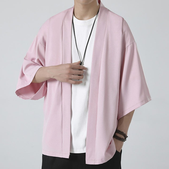 Herren nan kimonoartige Kurzjacke im Oversize-Stil mit offenem Schnitt und weichem Fall Drune