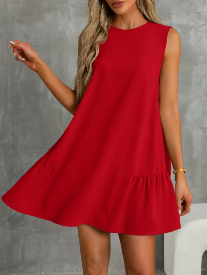 Damen luftiges Sommerkleid mit Rüschensaum Drune