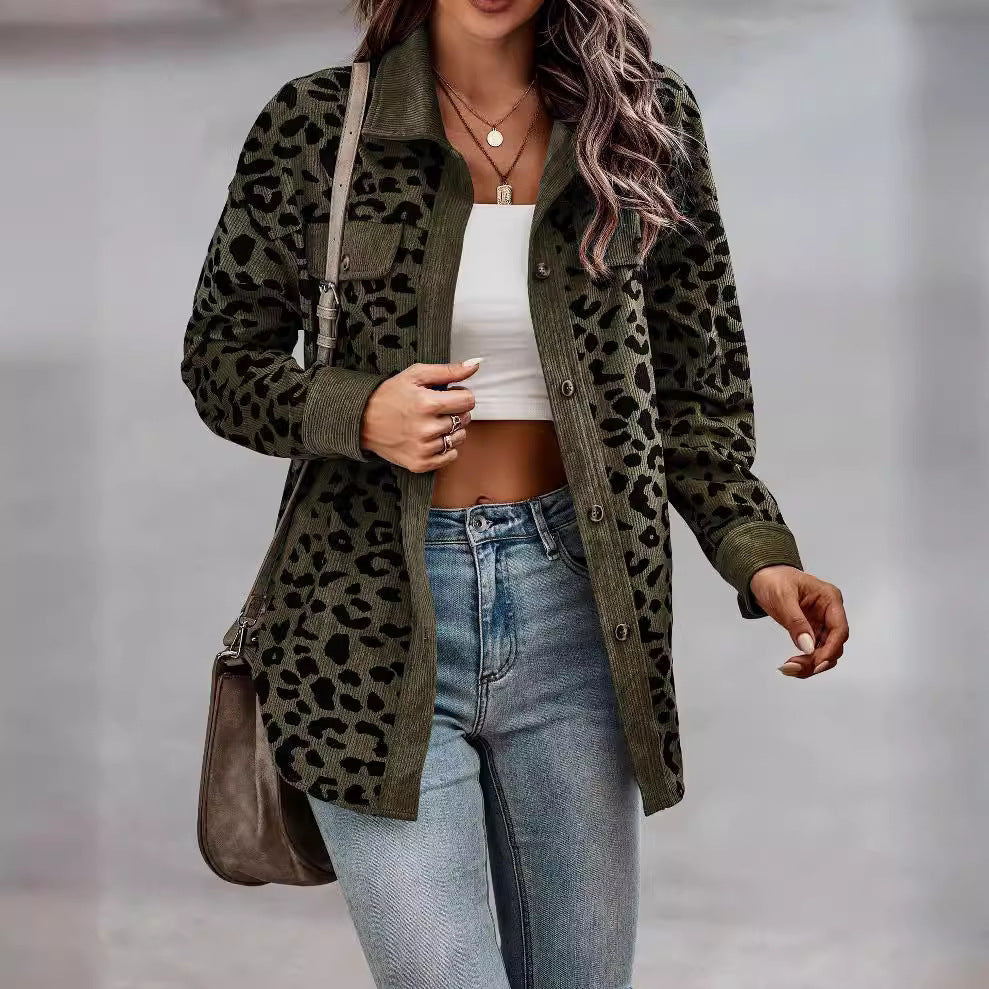 Damen Lockere Katzenmuster Hemdjacke Drune