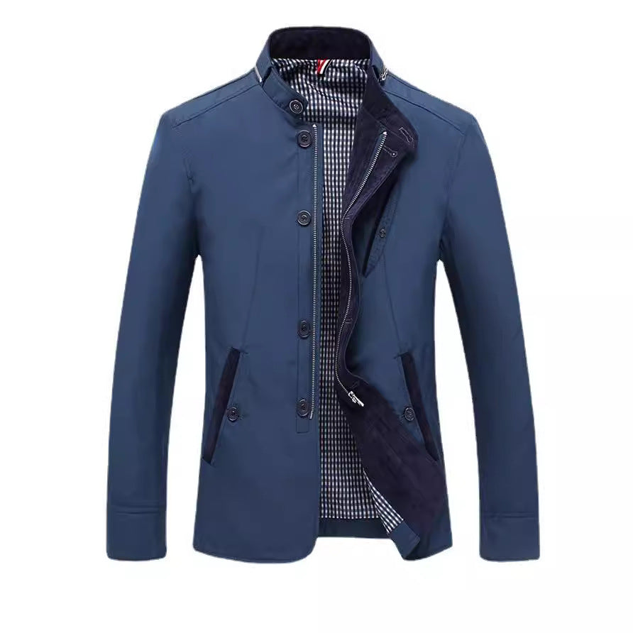 Herren Stehkragen‑Blouson mit verdeckter Zip‑ und Knopfleiste Drune
