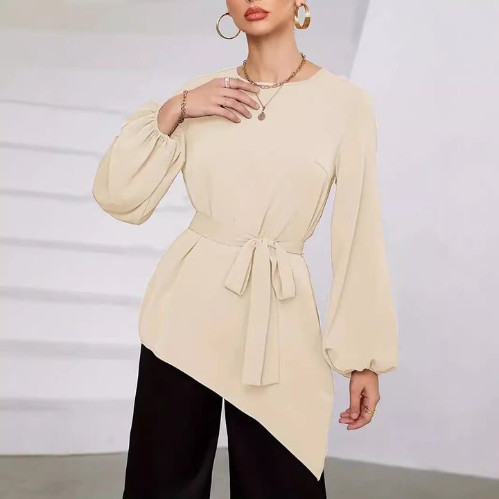 Damen Elegantes Wickelbluse mit langen Ärmeln Drune