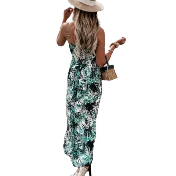Damen Maxikleid mit floralem Wickel-Design und verstellbarem Bund Drune