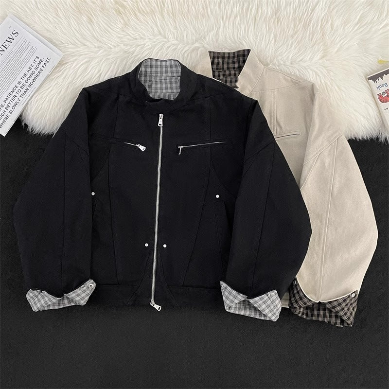 Herren Modische Übergangsjacke mit hochschließendem Kragen Drune