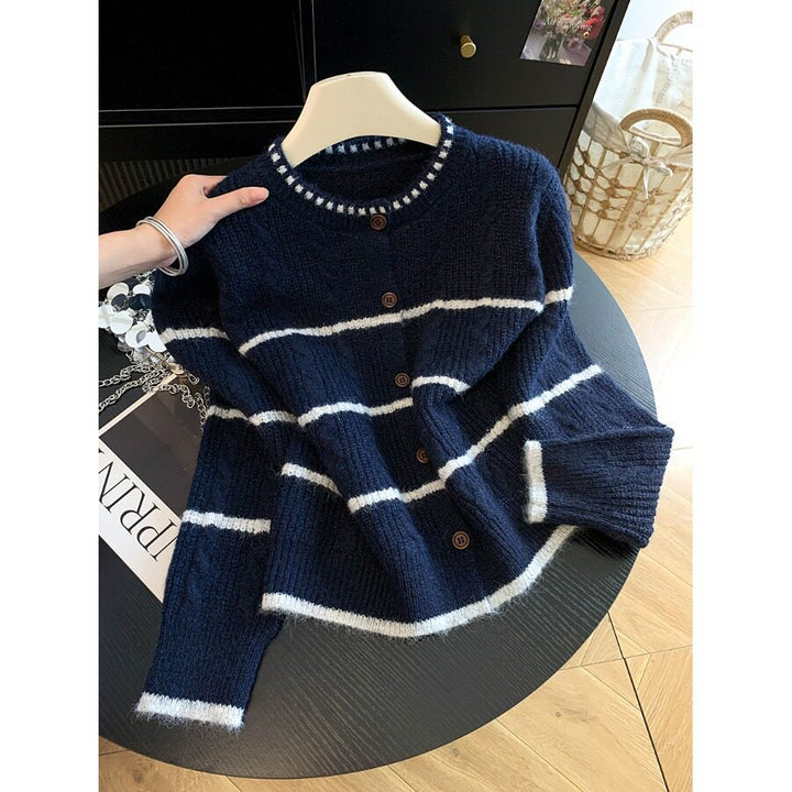 Damen Gemütlicher Strickcardigan mit Knopfleiste Drune