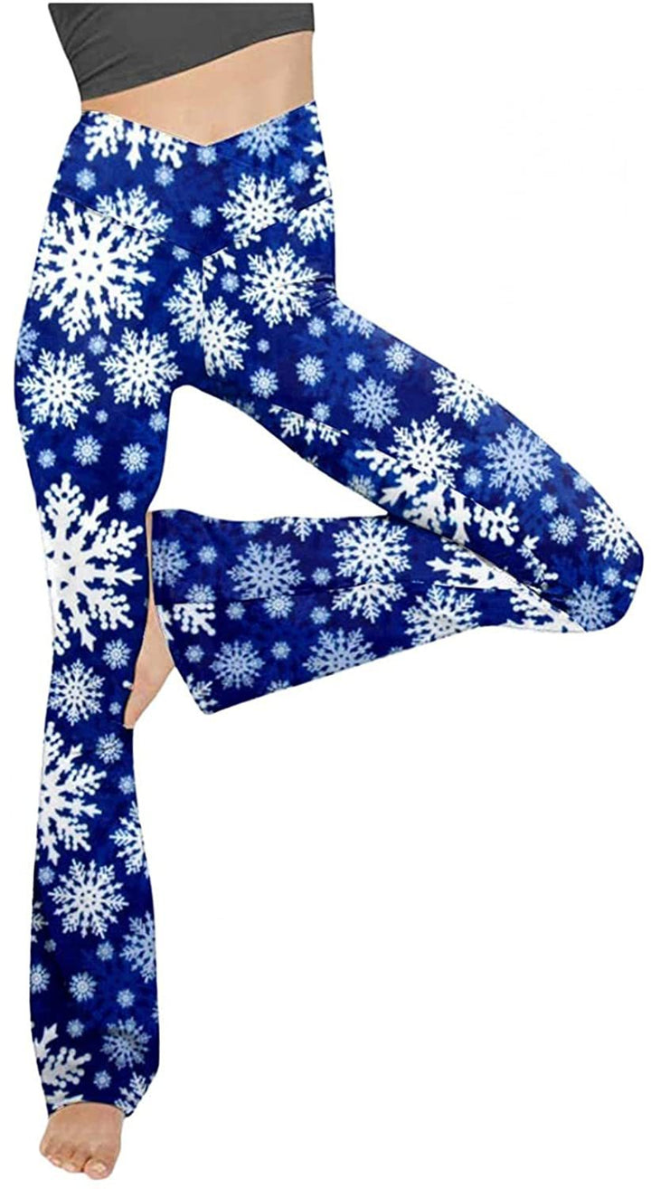 Damen nan taillenhohe Yogahose mit überkreuztem Bund und ausgestelltem Saum mit Schlitz Drune