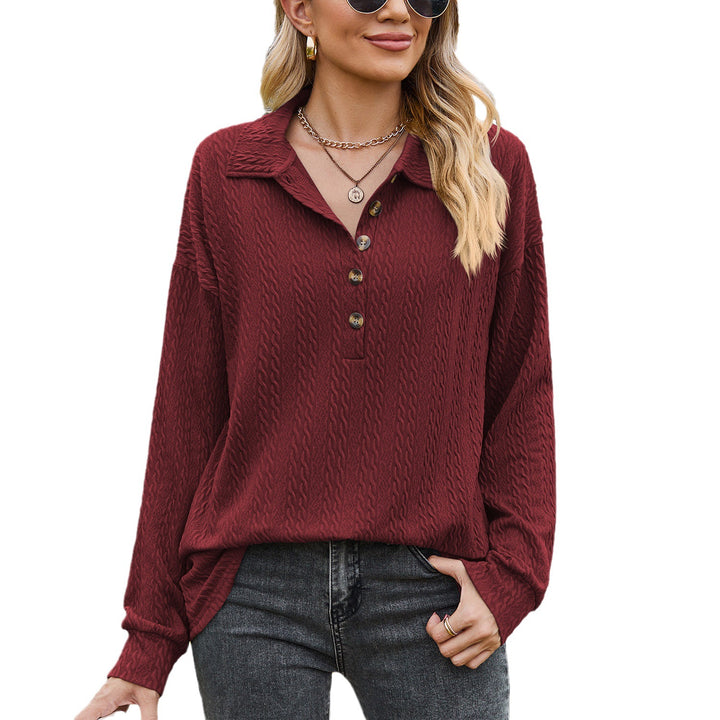 Damen Langarmshirt mit strukturiertem Kabelstrick und modischem Kragen Drune