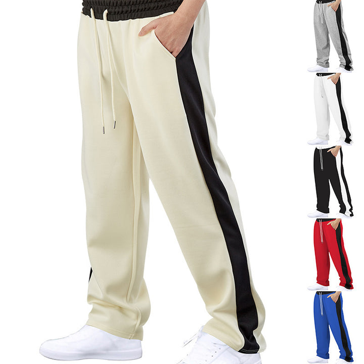 Herren nan sportive Jogginghose mit kontrastseitigem Panel geradem Bein Kordelzugbund und Eingrifftaschen Drune