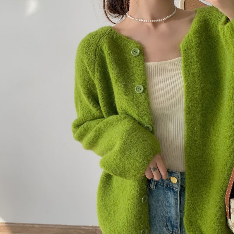 Damen Gemütlicher Cardigan mit Knopfdetails und weitem Schnitt Drune