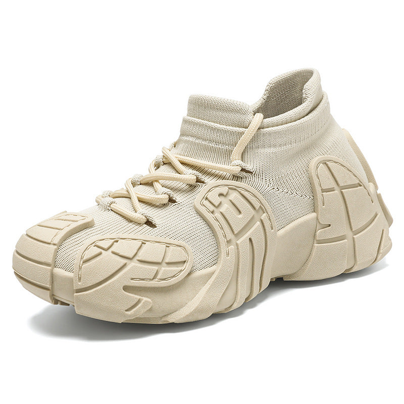 Herren nan massiver Sneaker mit sockenähnlichem Strickschaft, geformten Gummiapplikationen und griffiger Profilsohle Drune