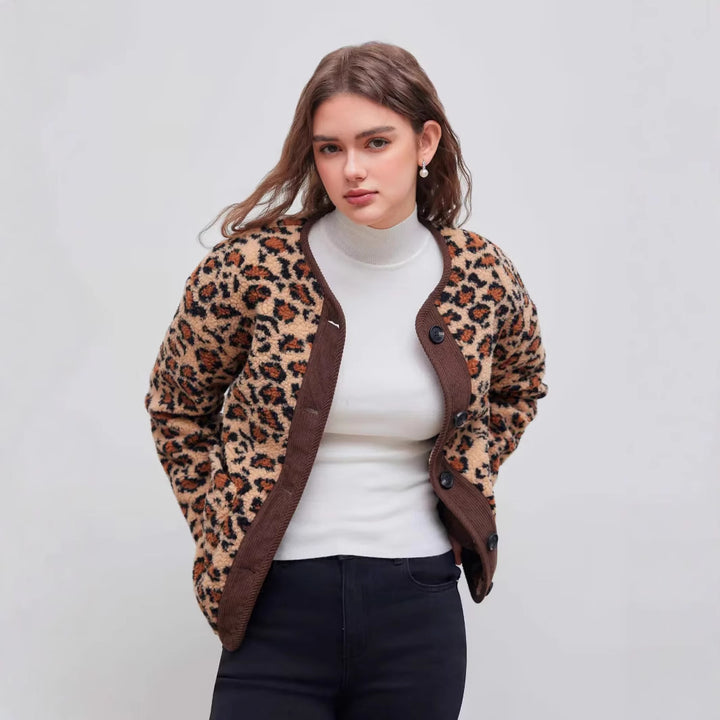 Damen Wärmeisolierte Leopardenmusterjacke Drune