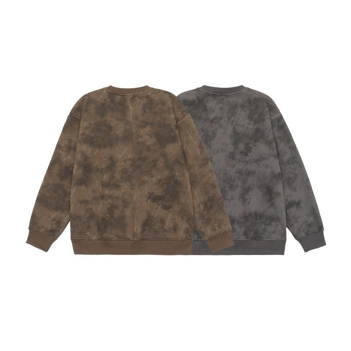Unisex Oversize Sweatshirt mit Vintage‑Camouflage‑Optik und gerippten Bündchen Drune