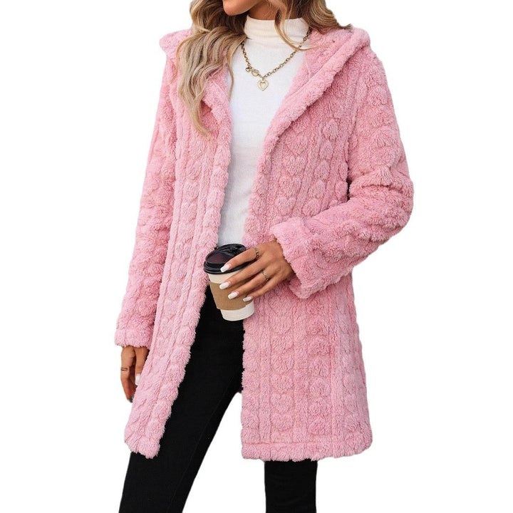 Damen Plüschjacke mit Hoodie und strukturiertem Design Drune