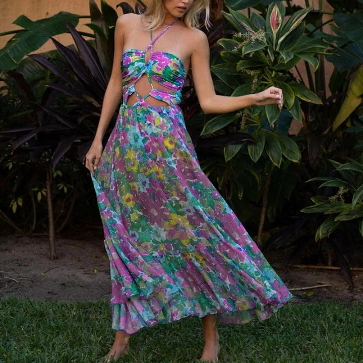 Damen Bikiniset mit voluminösen Rüschendetails und fließendem Maxi-Rock Drune