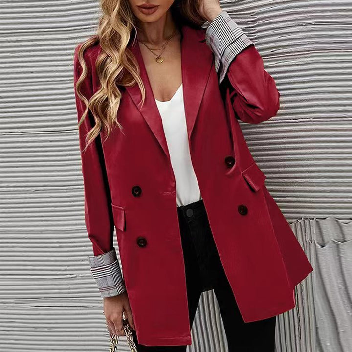 Damen eleganter Blazer mit doppelter Knopfleiste und gestreiften Ärmeln Drune