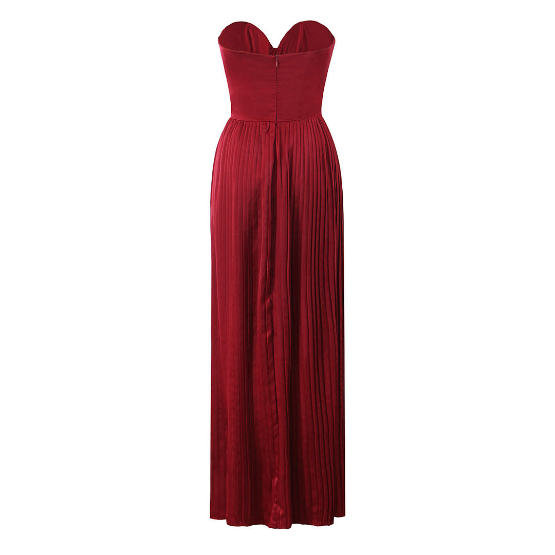 Damen Maxikleid mit herzförmigem Ausschnitt und plissierten Details Drune