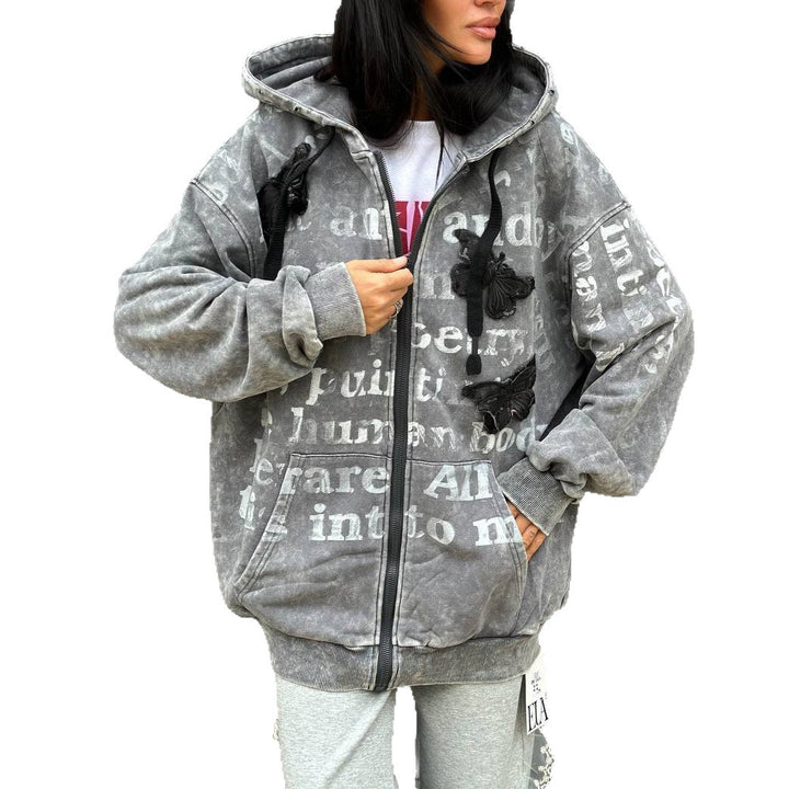 Damen Oversized Kapuzenjacke mit einzigartigem Print Drune