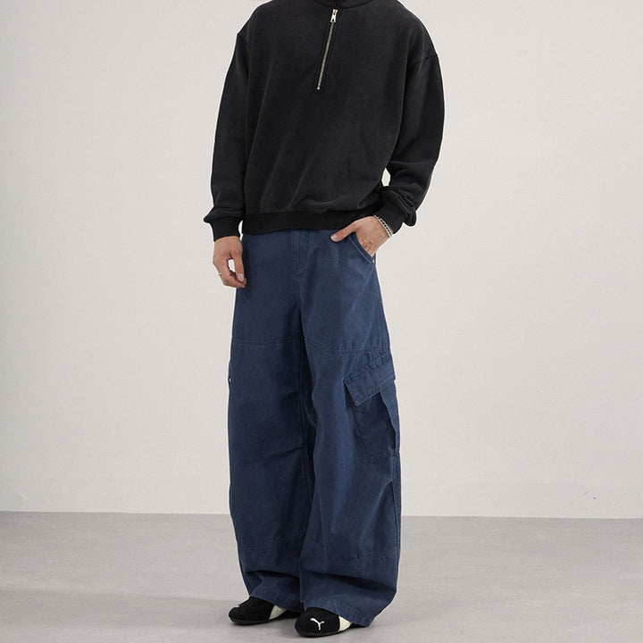 Herren Baggy-Cargohose im Utility-Stil mit tiefem Bund und extra weitem Bein Drune