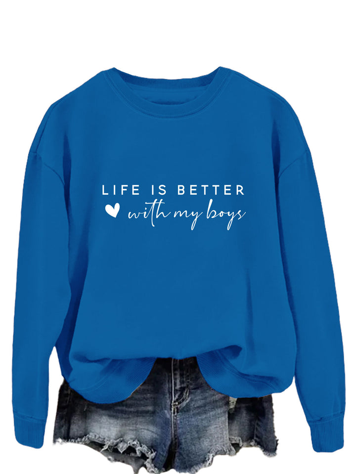 Damen gemütlicher Rundhals-Sweater mit inspirierendem Aufdruck Drune