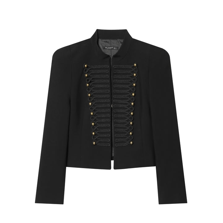 Damen nan militarisch inspirierte Kurzjacke mit dekorativem Kordelbesatz und Stehkragen Drune
