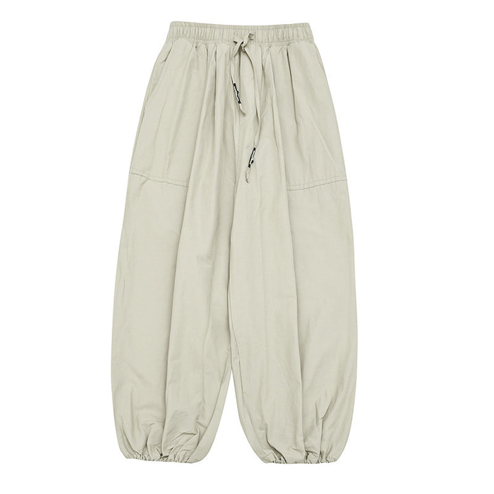 Unisex Weite Harem-Hose mit Kordelzugbund, elastischen Beinabschlüssen und Oversize-Silhouette Drune