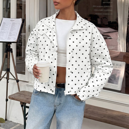 Damen Polka-Dots Pullover Jacke Drune