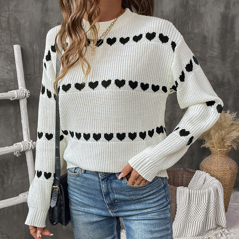 Damen Pullover mit Herzmuster Drune