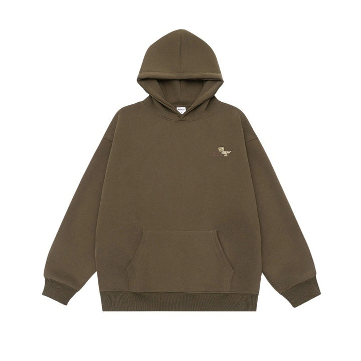 Unisex Oversize-Kapuzenpullover aus schwerer French-Terry mit Kängurutasche und dezenter Bruststickerei Drune