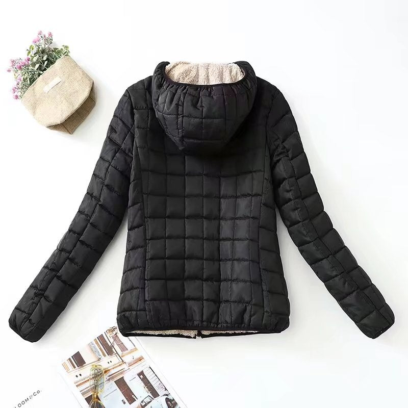 Damen gesteppte Thermo-Kapuzenjacke mit Teddyfleece-Innenlage Drune