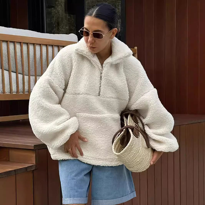 Damen Fleece-Pullover mit hohem Kragen Drune