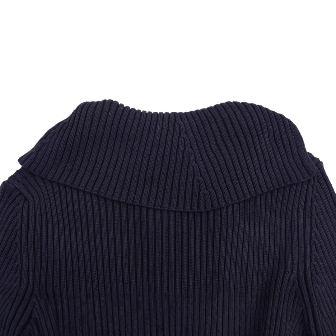 Damen modische Strickjacke mit breitem Kragen und asymmetrischem Reißverschluss Drune