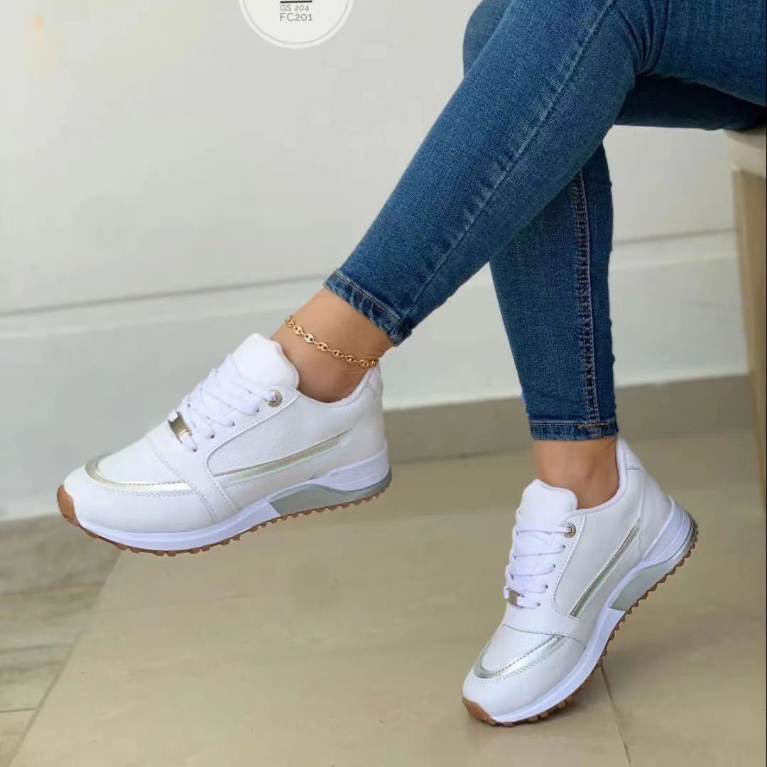 Damen Keilabsatz-Sneaker mit Goldakzenten und gepolsterter Laufsohle Drune