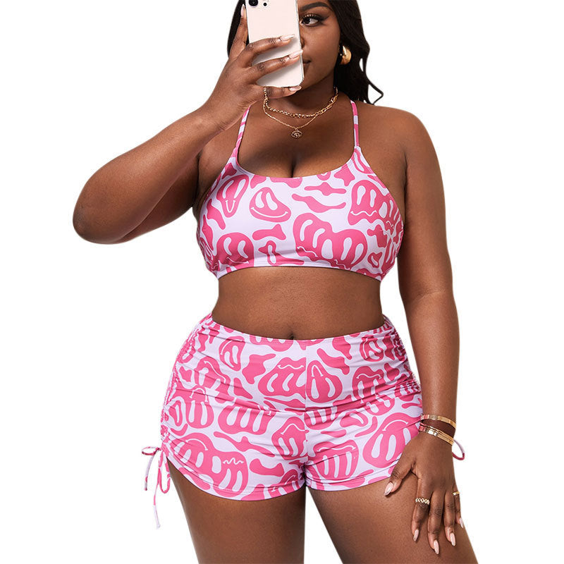 Damen Sportlicher Bikini-Set mit verstellbarem Oberteil und hochgeschnittenen Shorts Drune