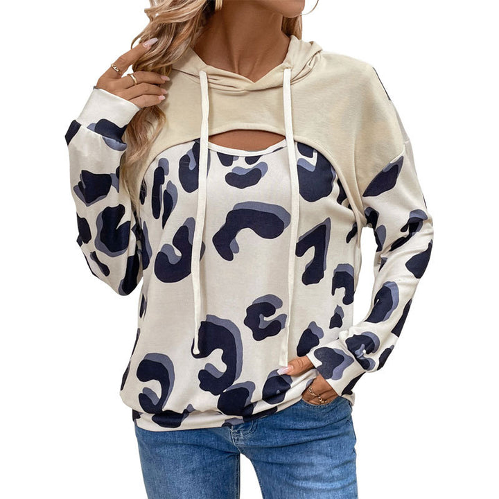 Damen Modisches Sweatshirt mit Leopardendruck Drune