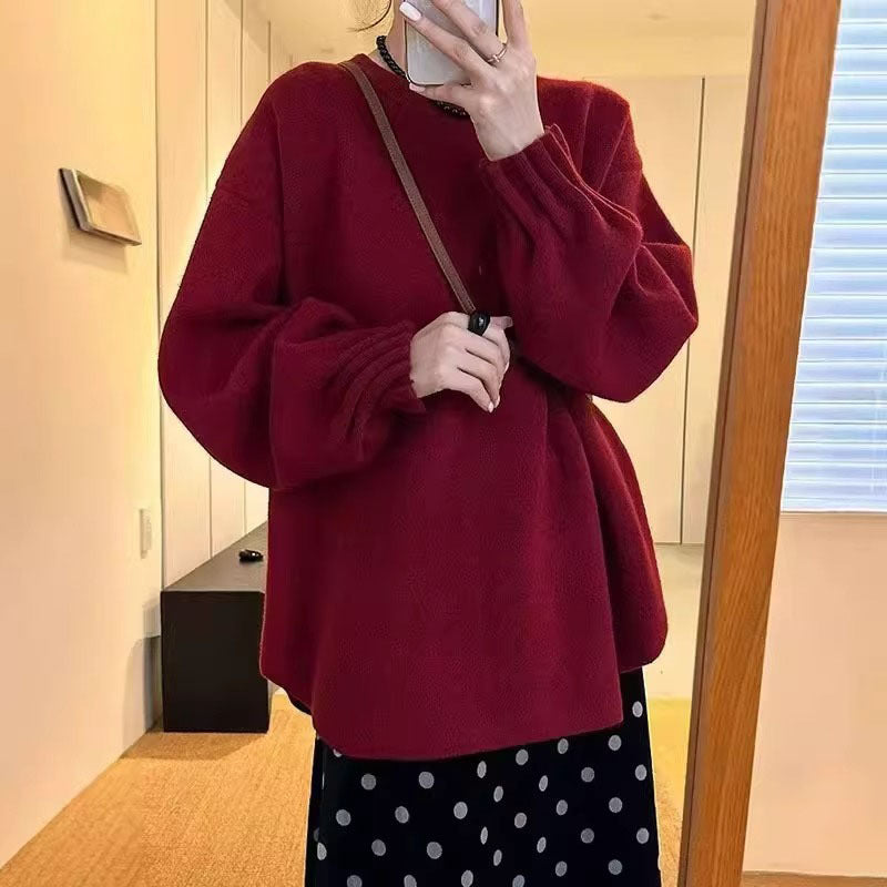 Damen lässiger Pullover mit strukturiertem Ärmel-Wickeldesign Drune