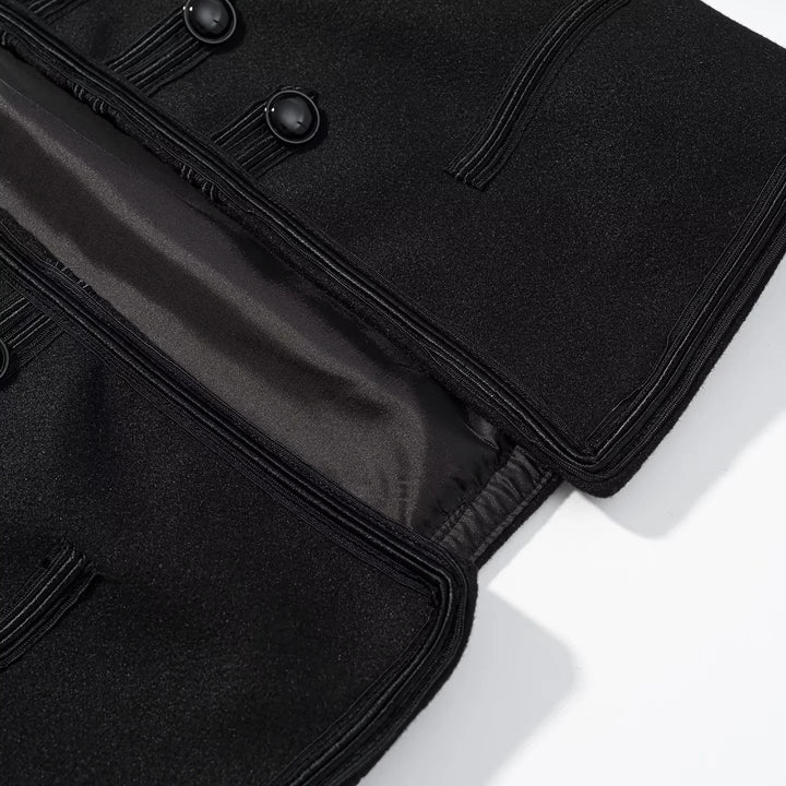 Damen nan kurz geschnittene Militärblusejacke mit Rundhalsausschnitt, dekorativen Kordelbesätzen und glänzenden Kugelknöpfen Drune
