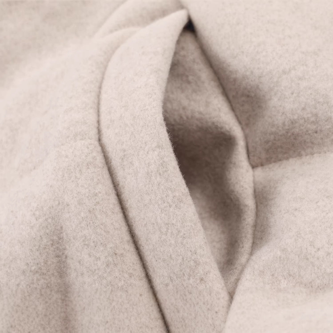 Damen Kurze wattierte Wollmix-Übergangsjacke mit hohem Stehkragen und verdeckter Druckknopfleiste Drune