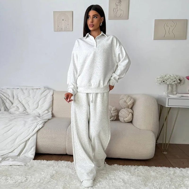 Damen Sportliches Loungewear-Set mit hohem Kragen und weitem Schnitt Drune